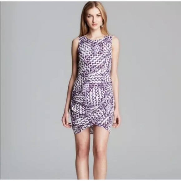 Rebecca Minkoff Silk Sheath Dress Cream Pink Purple 2 - Picture 1 of 13